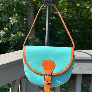 Vera Pelle Aqua Leather Crossbody Travel Bag